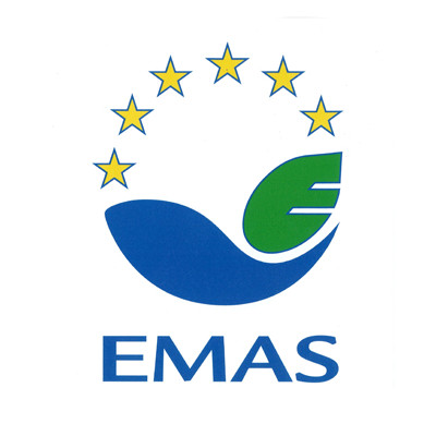Logo de l'EMAS, le schéma européen de management environnemental et d’audit, garantissant transparence, performance durable et amélioration continue.