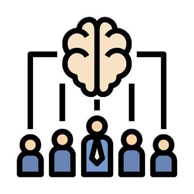 Une icone représentant des personnages partageant une idée commune